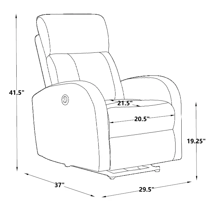 Tatahance LYS-I-293131238 Dark Gray Polyester Power USB Recliner fig 1