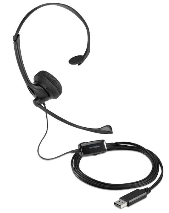 Kensington-USB-Mono-Headset-with Mic-and-Volume-Control