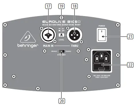 behringer B105D Ultra Compact 50 Watt PA or Monitor Speaker with MP3 Player and Bluetooth Audio Streaming - B105D Controls1
