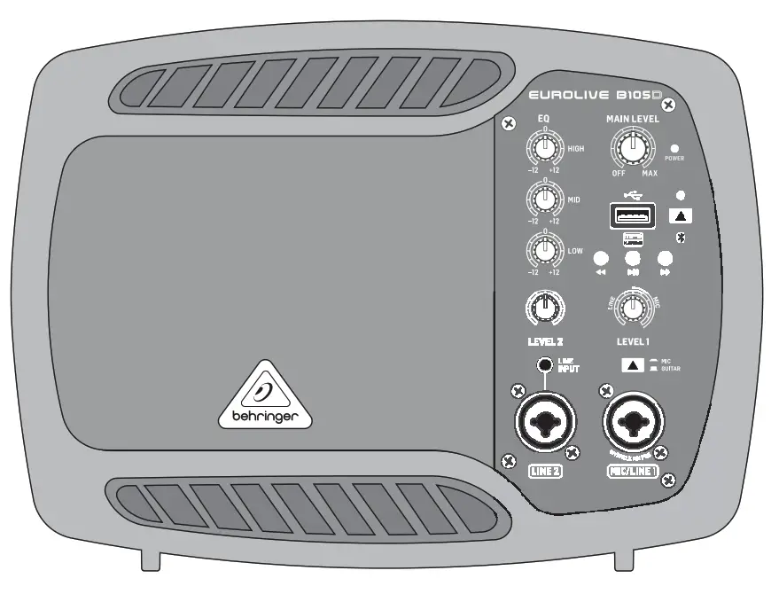 behringer B105D Ultra Compact 50 Watt PA or Monitor Speaker with MP3 Player and Bluetooth Audio Streaming