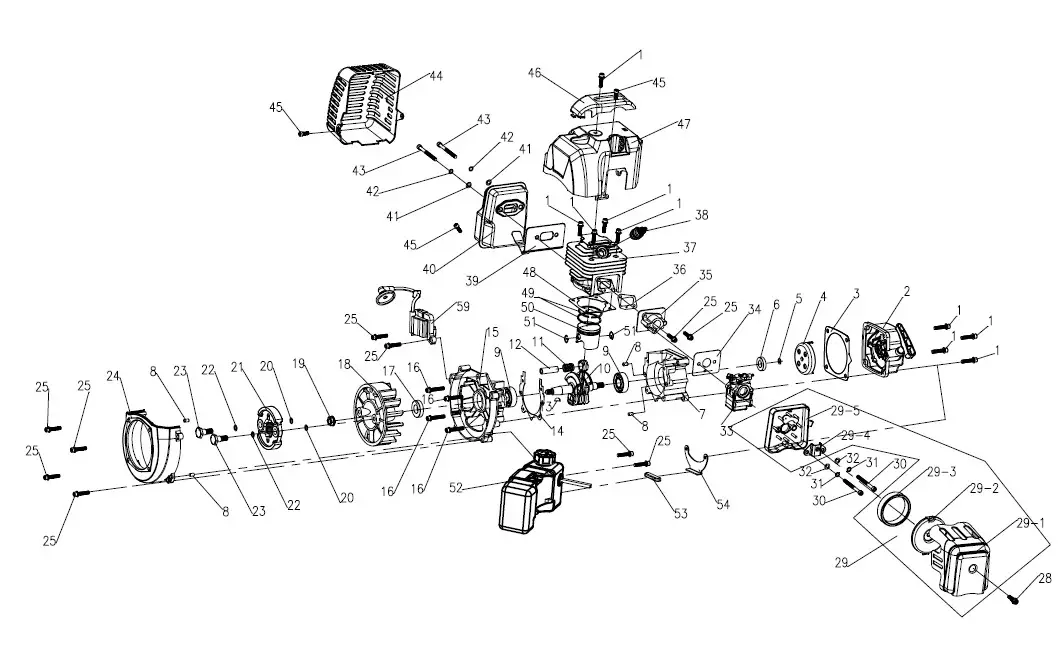 The Handy THPMT Two Stroke Petrol Mini Tiller - PARTS DIAGRAM 2