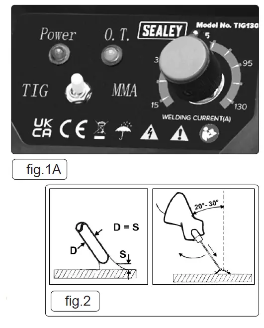 SEALEY TIG130 TIG-MMA Inverter Welder FIG 3