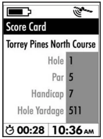 Bushnell 368100 Golf GPS - The Score Card Page