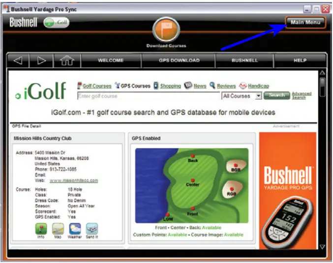 Bushnell 368100 Golf GPS - YP GPS unit.