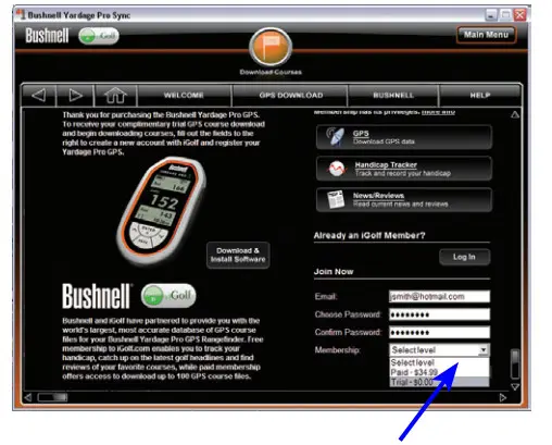 Bushnell 368100 Golf GPS - elect a member