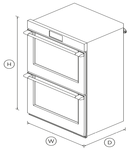 FISHER PAYKEL OB30DPPTX1 Double Oven 30 Inches 8.2 cu ft 17 Function Self cleaning - DIMENSIONS