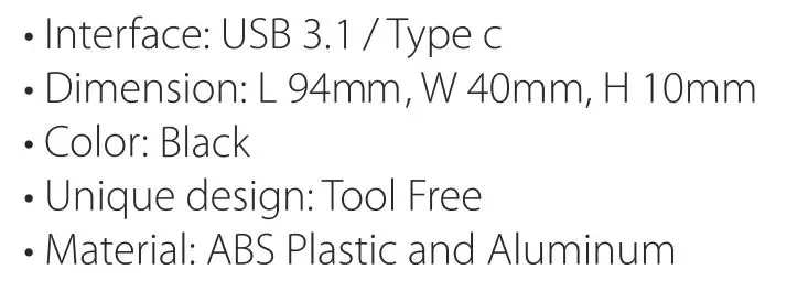 MOKiN SSD Enclosure - Specification