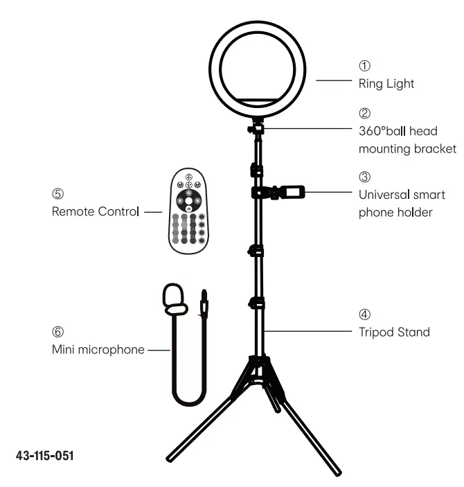 anko 43115051 12 Inch RGB Ring Light Remote Control - fig1