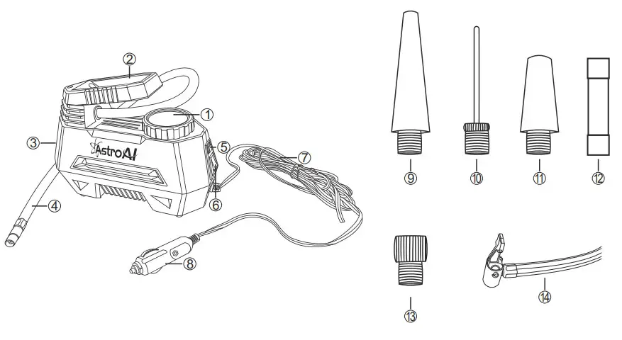 AstroAI ASIA220B 100PSI Portable Air Compressor - DIAGRAM