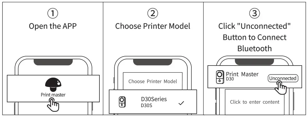 Zhuhai Quin Technology D30S Smart Mini Label Maker - three steps to connect app
