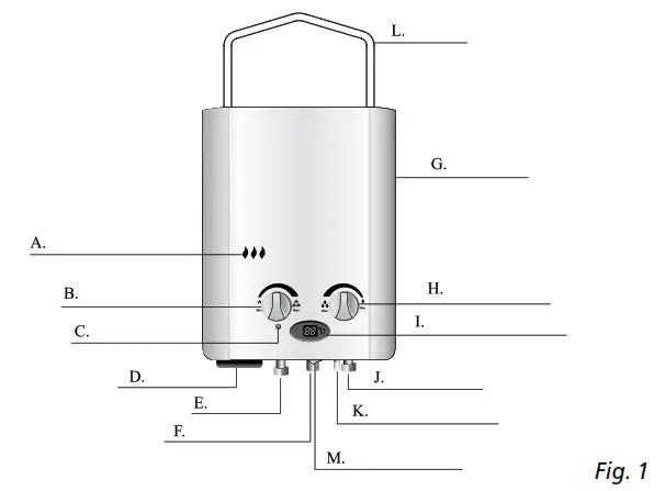 Qlima PGWH1010 Mobile Gas Boiler Shower - Fig 1
