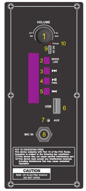 SOUND PRO NDS-6007 Portable Dual 6.5 Inch Bluetooth Speaker- Back Panal