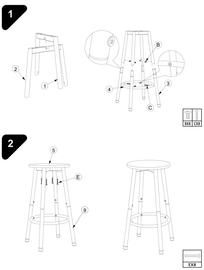 Recaceik B0925981QY 3 Pieces Wood Top Rustic Brown Counter Height Table Set - fig 2