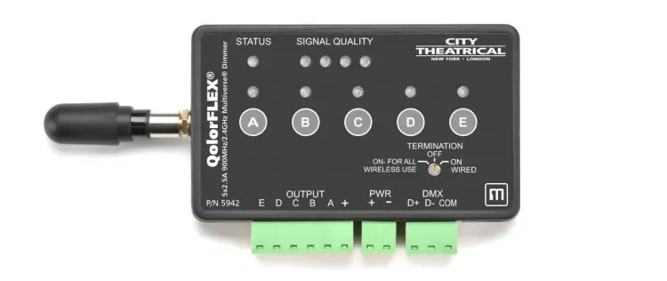 City Theatrical 5942 Qolorflex 5x2.5a 900mhz2.4ghz Multiverse Dimmer User Manual