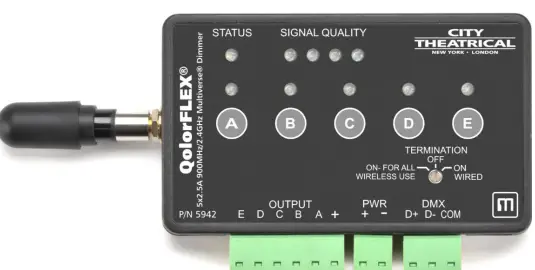 CITY THEATRICAL 5942 QolorFLEX 5x2.5A 900MHz2.4GHz Multiverse Dimmer-fig1