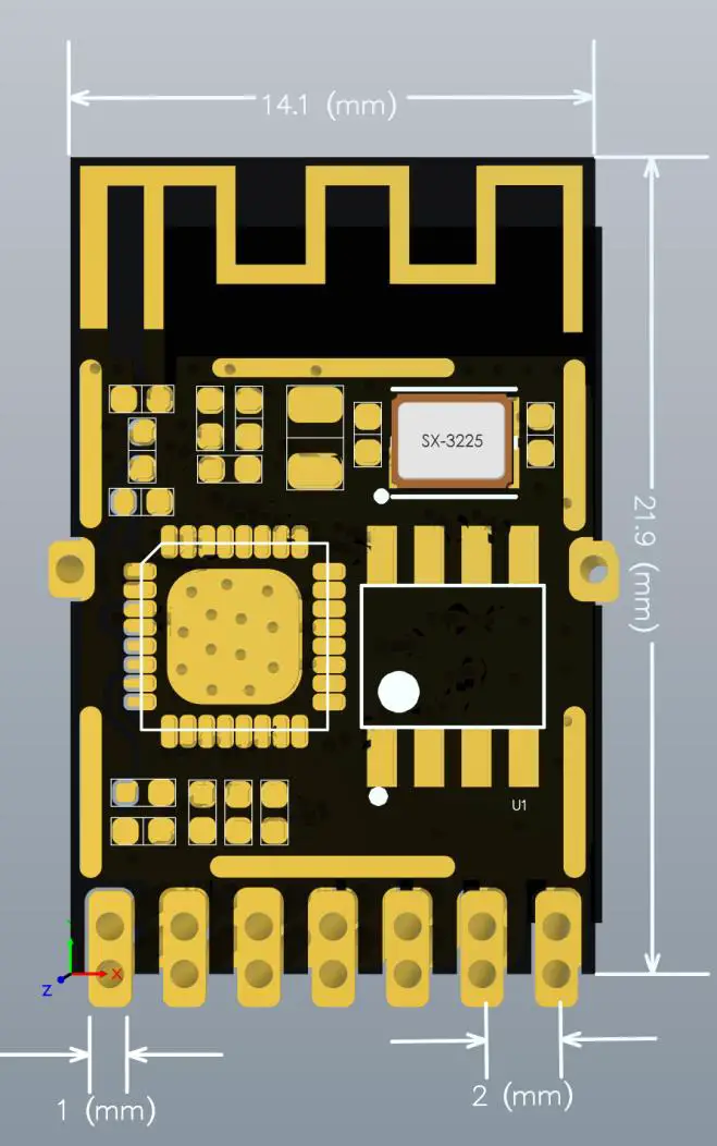 NATHER TCM F401 W4 Ultra Low Power WiFi Module - Dimensions