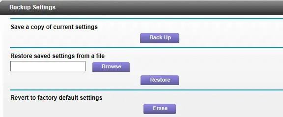 Administration Backup Settings