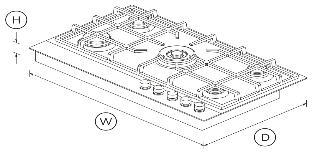 FISHER PAYKEL CG905DWLPFCX3 Gas on Steel Cooktop - DIMENSIONS