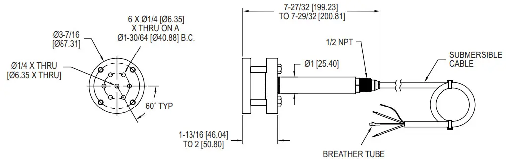 Dwyer PBLT2 Series Submersible Level Transmitter - fig 1