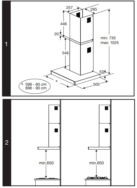 GRUNDIG GDKP2464BBSC 60cm T-Shaped Hood Inox - Fig 1
