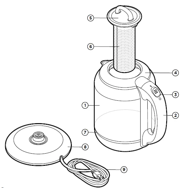 CHEFMAN RJ11-17-GM-TI 1.7 Liter Cordless Electric Kettle with Tea Infuser FIG 1