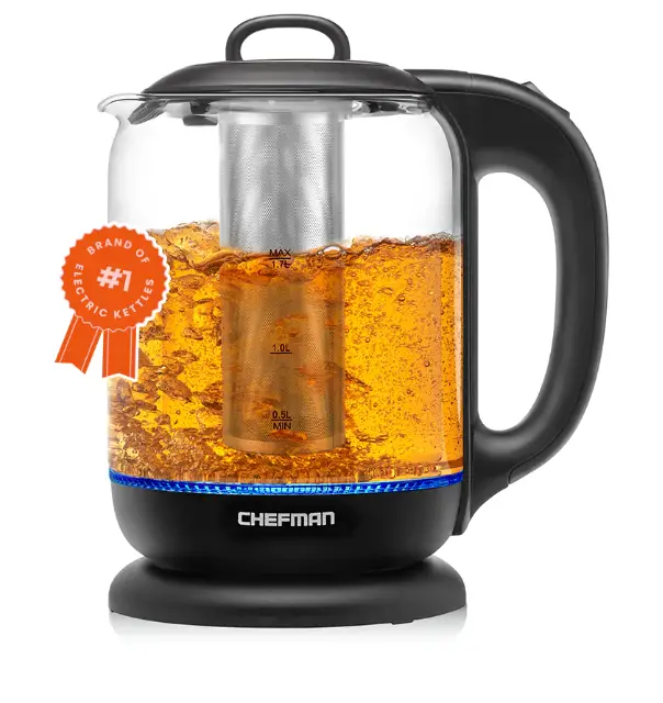 CHEFMAN RJ11-17-GM-TI 1.7 Liter Cordless Electric Kettle with Tea Infuser PRODUCT