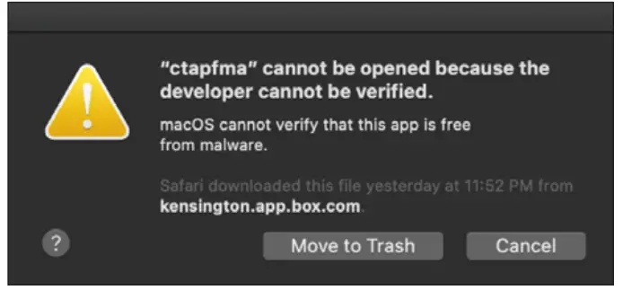 Kensington macOS Fingerprint Provisioning Tool for VeriMark Guard fig 2