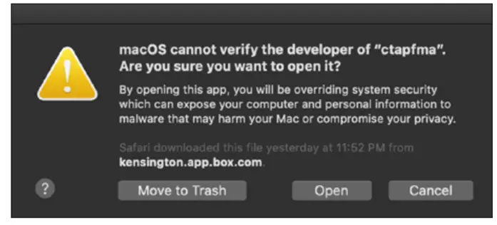 Kensington macOS Fingerprint Provisioning Tool for VeriMark Guard fig 3