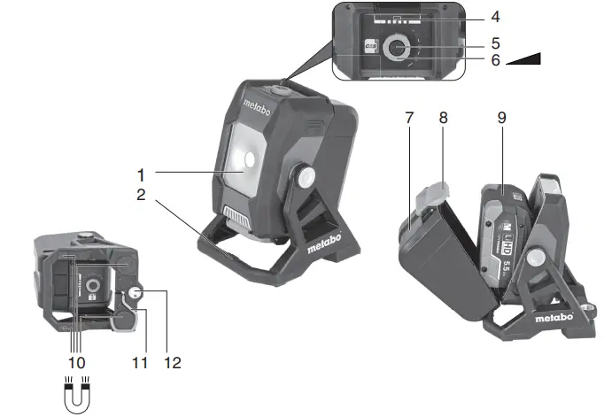 metabo-BSA-Series-Battery-Powered-Work-Lamp-Instruction -fig-1