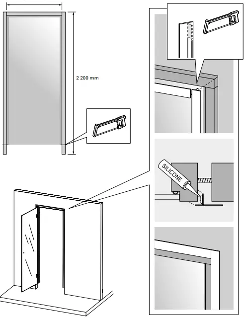 HARVIA 55-021601-Ovi Aluminium Frame Door-FIG9