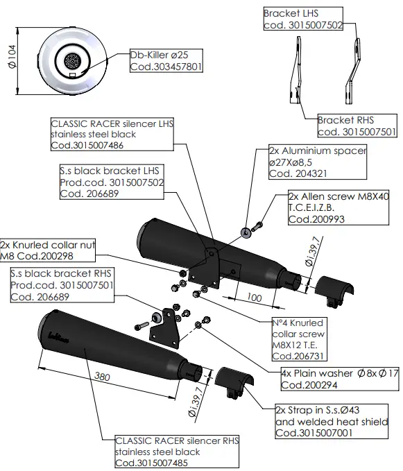 LeoVince 15007-15007B Slip On Classic Racer, Classic Racer Black-fig3