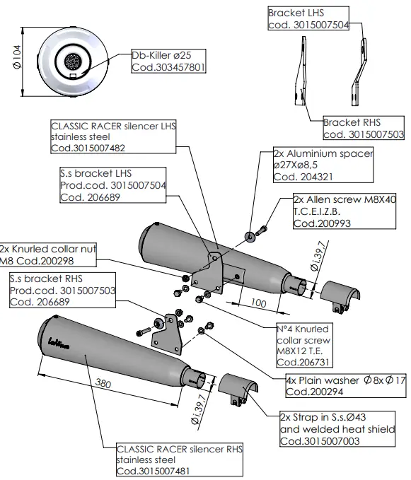 LeoVince 15007-15007B Slip On Classic Racer, Classic Racer Black-fig4