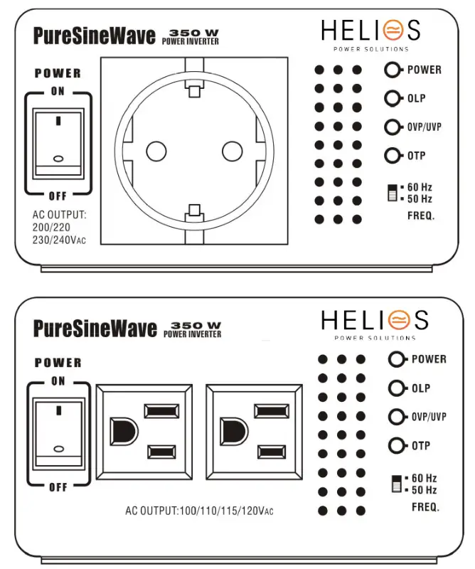 HELIOS SF200-350 Series Pure Sine Wave Inverters - Front view