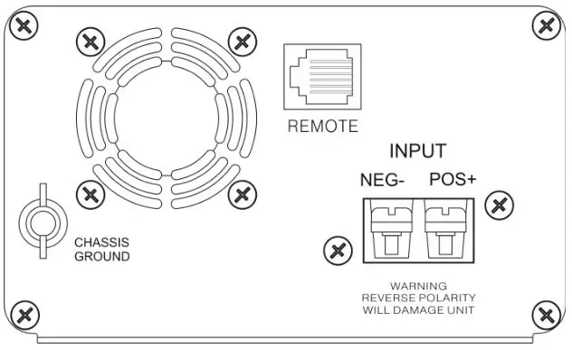 HELIOS SF200-350 Series Pure Sine Wave Inverters - Rear panel for 350W