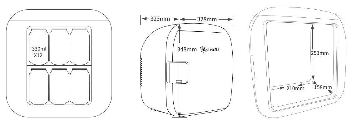 AstroAI ASIM090W Portable Mini Refrigerator - SPECIFICATIONS