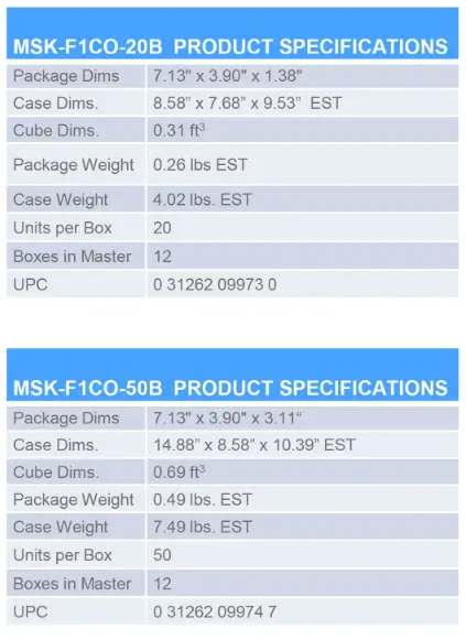 Homedics MSK-F1CO Single Use Face Mask - product specification