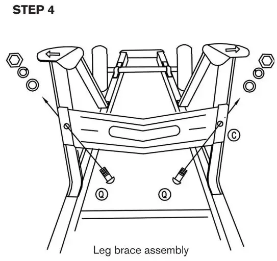GROUNDWORK 1006400 Mega Load Wheel Barrow Instruction Manual - Leg brace assembly