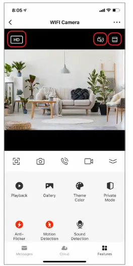 Brookstone BKWIFICAMWL2 Security WiFi Camera - Hub controls