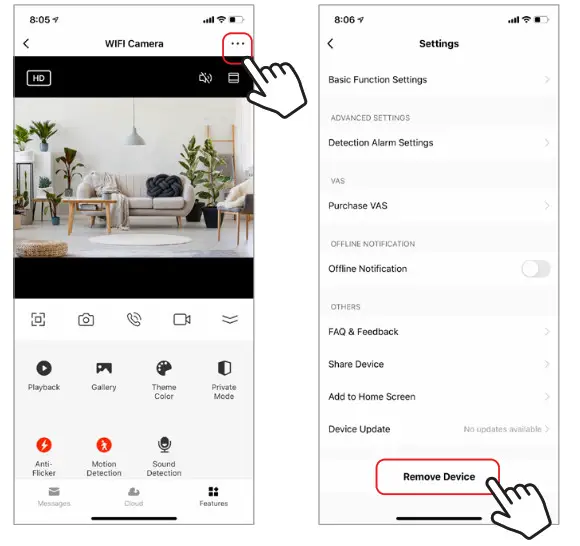 Brookstone BKWIFICAMWL2 Security WiFi Camera - REMOVE A DEVICE
