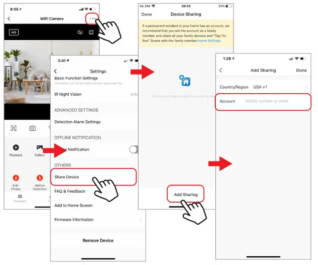 Brookstone BKWIFICAMWL2 Security WiFi Camera - Sharing the Device