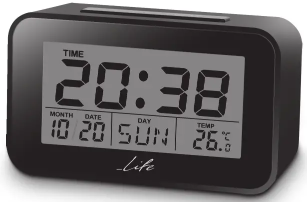 Sunrise ACL-201 Digital Alarm Clock with LCD Display and Indoor Thermometer