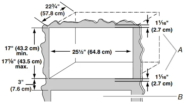 Vinotemp BR MW BI22 S Microwave Oven - Required Cutout Dimensions
