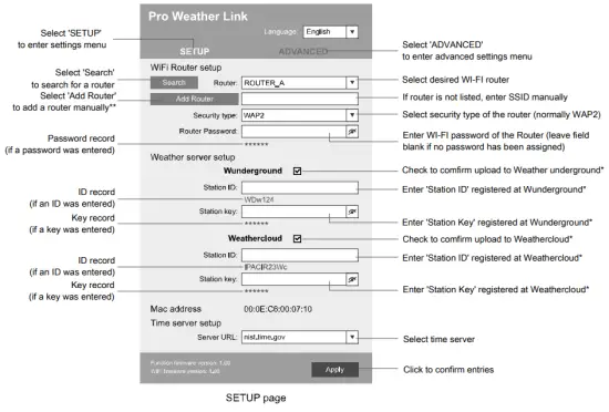 BRESSER 7002585 WI FI Colour Weather Station + 5 in 1 Multisensor - Configuration