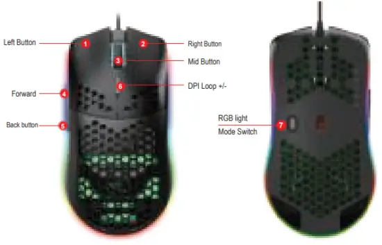 HXSJ J900 RGB Lighting Programmable Gaming Mouse - How to use