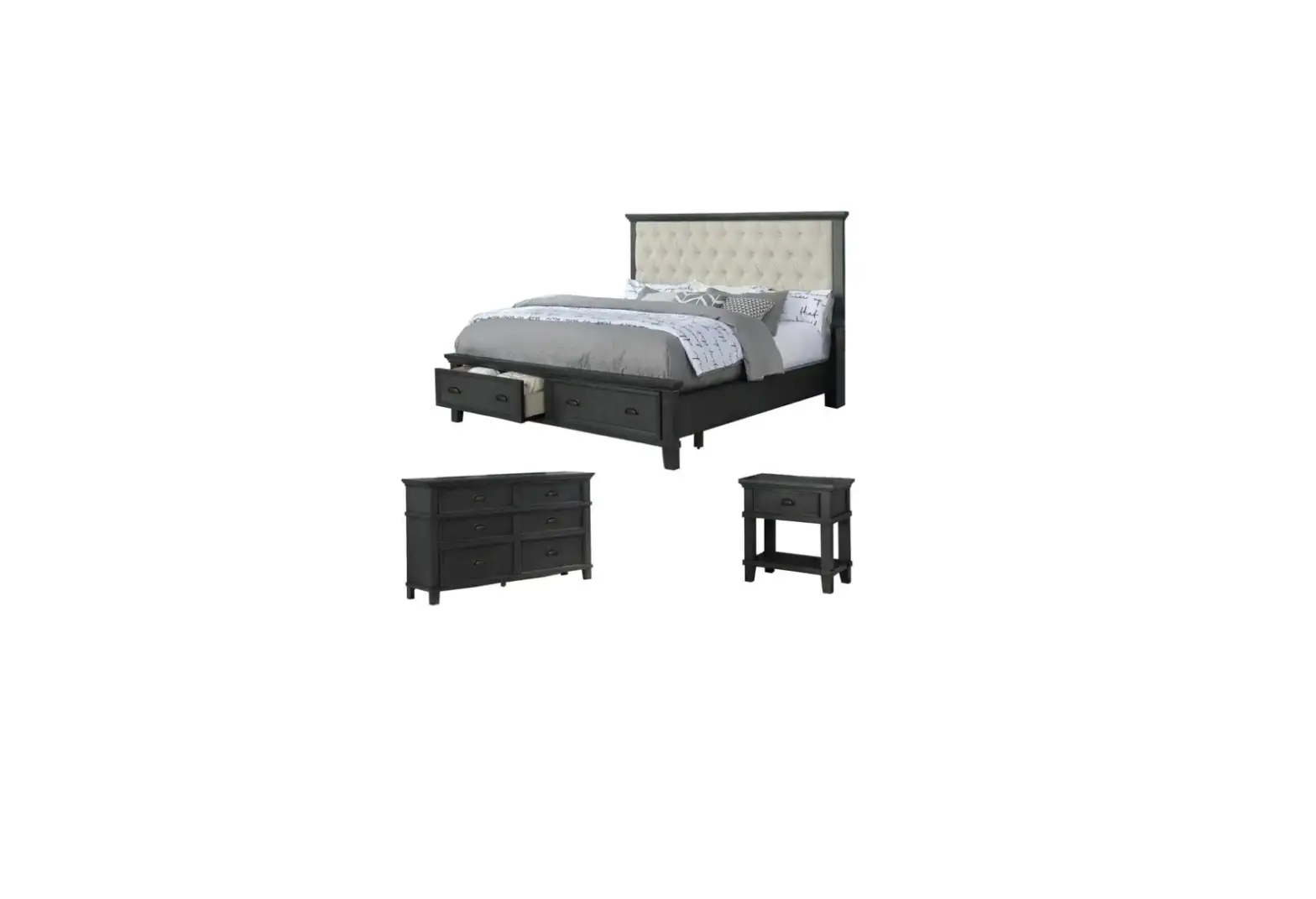 Best Quality Furniture San-ek3 Sandy 3 Piece Cappuccino Eastern King Platform Storage Bedroom Set Instruction Manual