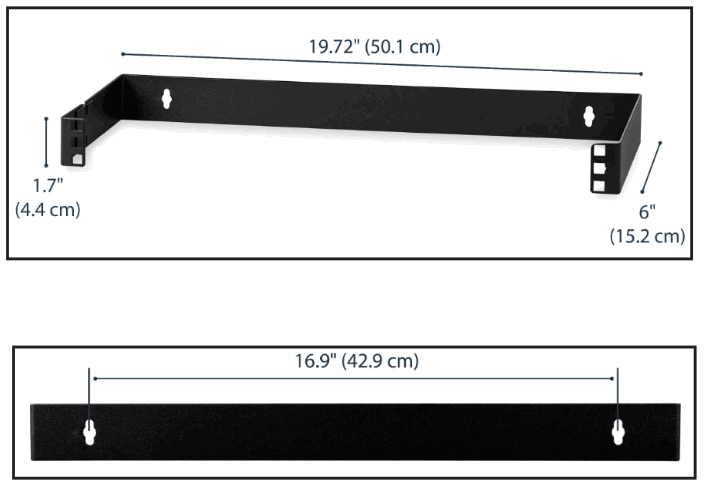 StarTech com 1U 19in Steel Hinged Wall-Mount Bracket for Patch Panels - Product Diagram1