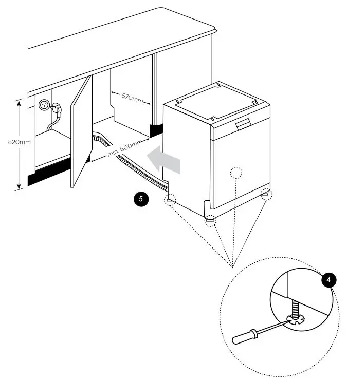 Westinghouse DISHWASHER - Fitting the machine undercounter 2