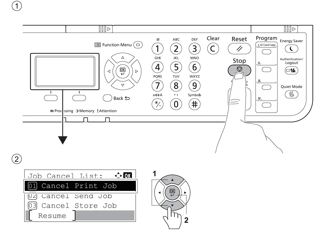 MA2100c Series Laser Multi function printer Cancelling