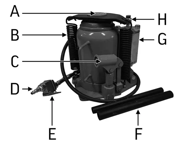 POWER FIST 8668147 Pneumatic Hydraulic Bottle Jack - Fig 1