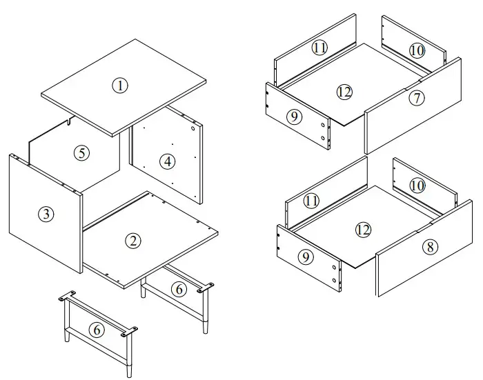 SHANGRI-LA SLHONEYBTWA, SLHONEYBTBA HONEYCOMB BEDSIDE TABLE - COMPONENTS